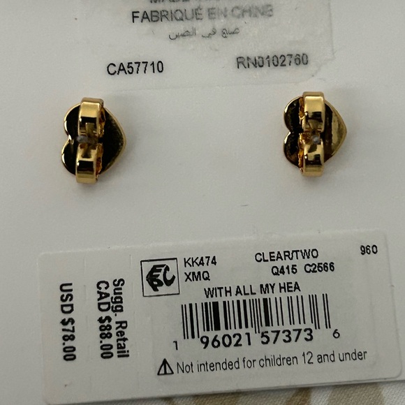 Kate Spade Gold and Silver Heart Earrings - Picture 3 of 3